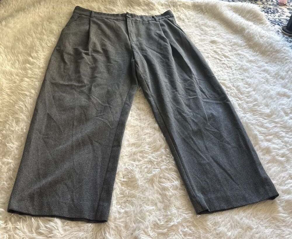 Zara High-Waisted Wide-Leg Trousers Grey Size L